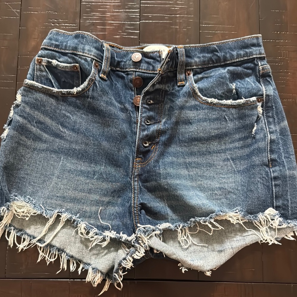 Abercrombie & Fitch Women's Blue Denim Shorts curve love high rise mom 6/28